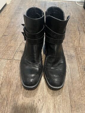 Aldo Black Textured Leather Ankle Boots